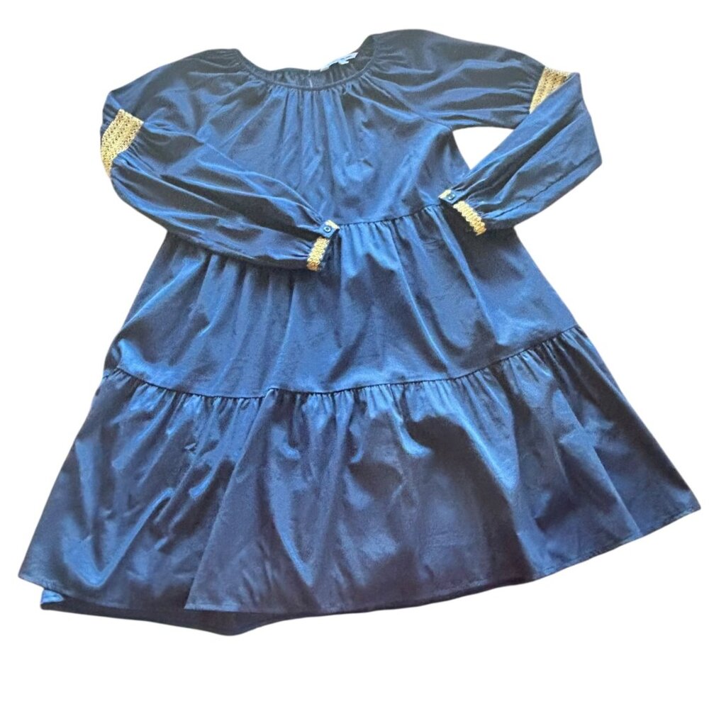 Elizabeth And James Navy Boho Smocked Babydoll Dress S